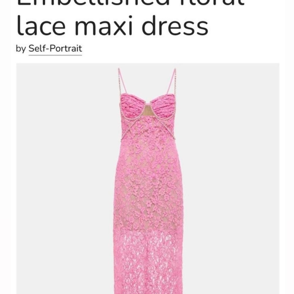Self-Portrait Pink Ruched Maxi Dress with Sweetheart Neckline
